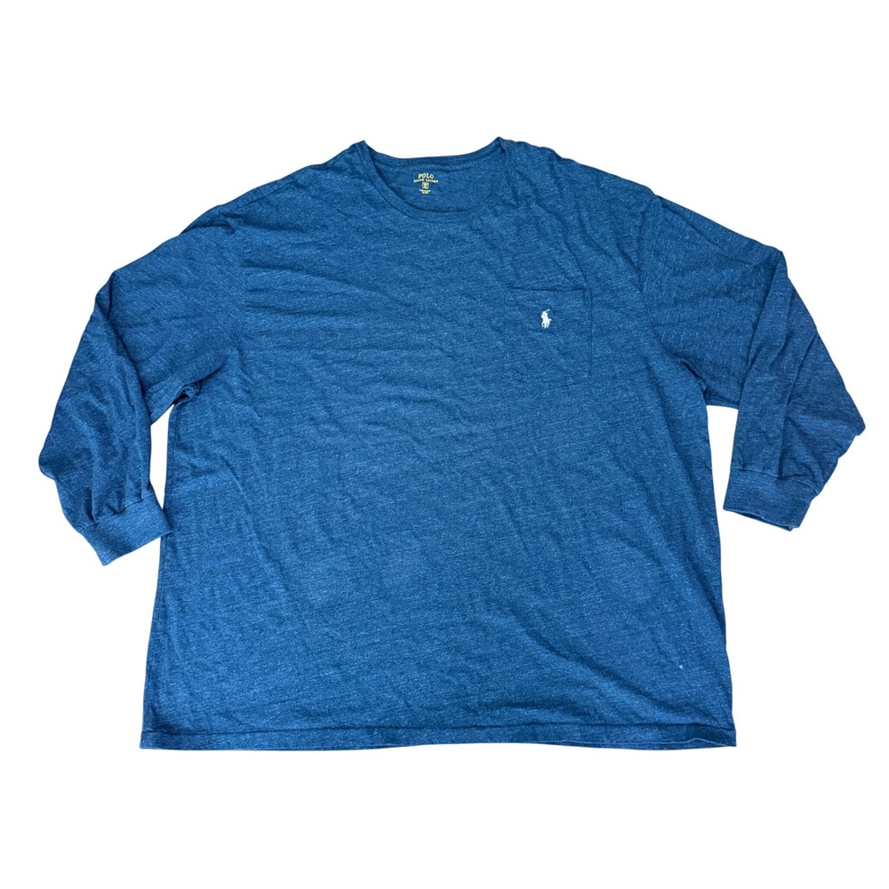Polo Ralph Lauren Long Sleeve T-Shirt Mens 4XB Big Pocket Pony Navy Blue